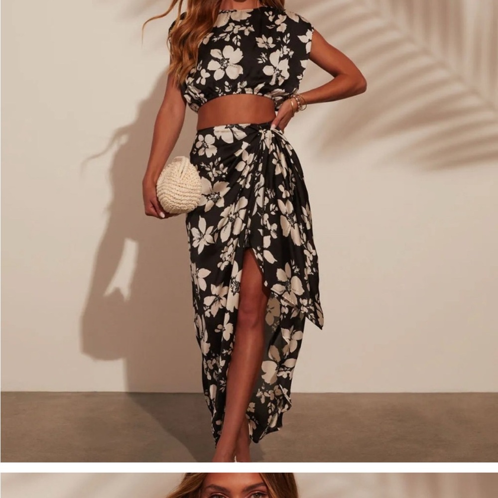 Vici Black and White Floral Maxi Skirt